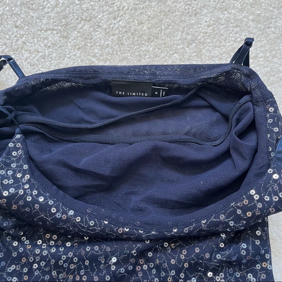 The Limited Navy Tank Top Womens Medium M Spaghetti Strap Sequin - Picture 4 of 8